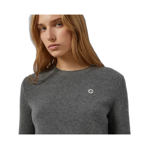 Wool cashmere jumper with embroidery