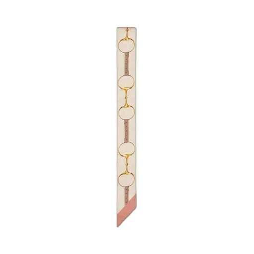 Gucci Horsebit print silk neck bow