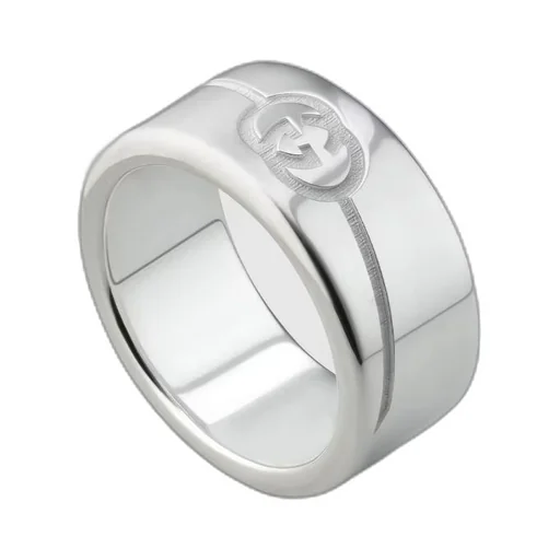 Diagonal Interlocking G wide ring