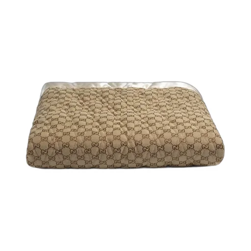 Double-sided GG quilted cotton blanket
