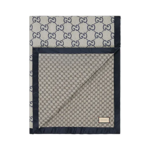 Double-sided GG quilted cotton blanket