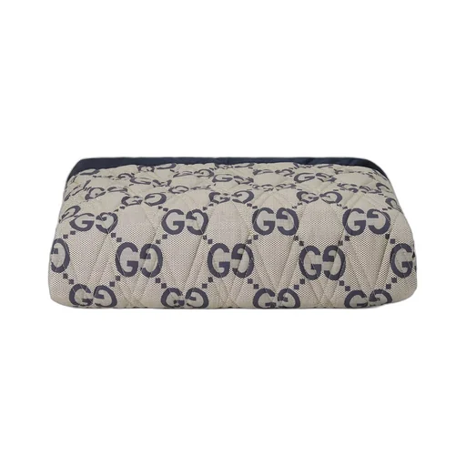 Double-sided GG quilted cotton blanket