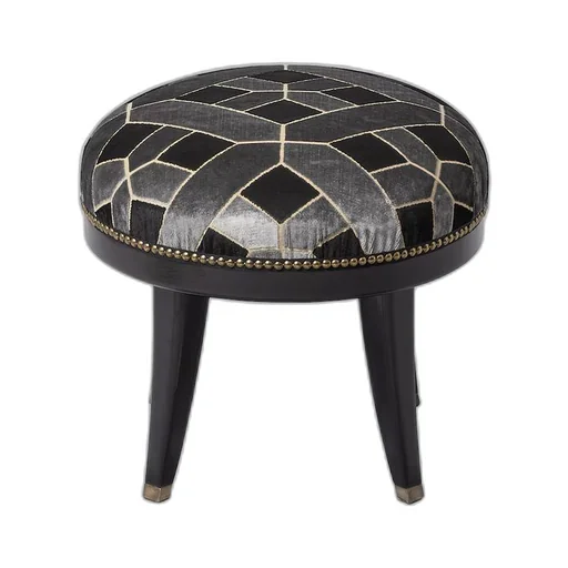 Geometric velvet round stool