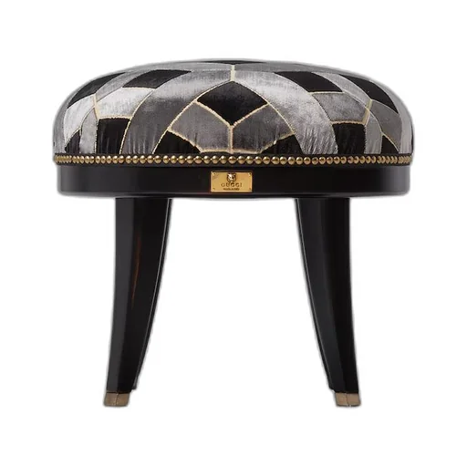 Geometric velvet round stool
