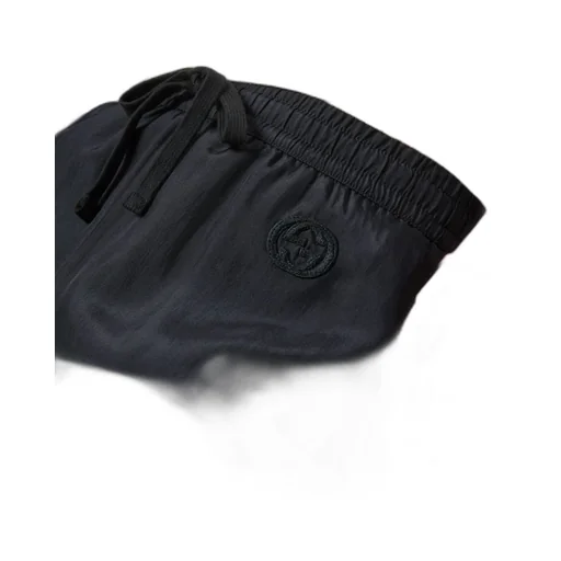 Black silk pongé shorts