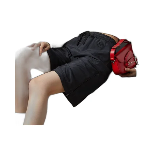 Black silk pongé shorts