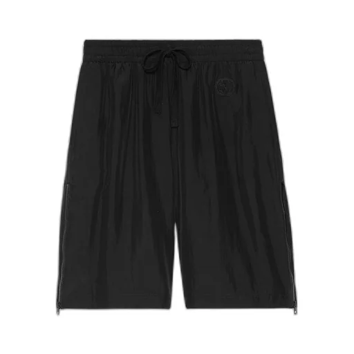 Black silk pongé shorts