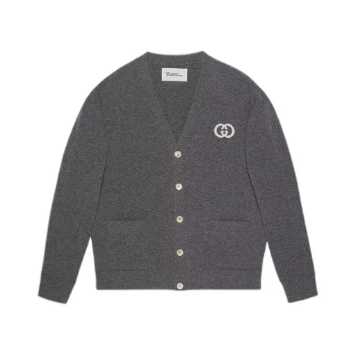 Knit wool cardigan with Interlocking G