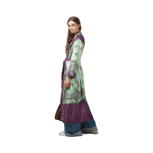 Paisley print silk robe