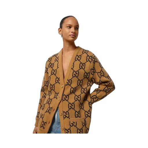 Reversible checked wool cardigan