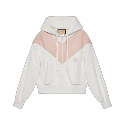 Cotton jersey zip sweatshirt with patch