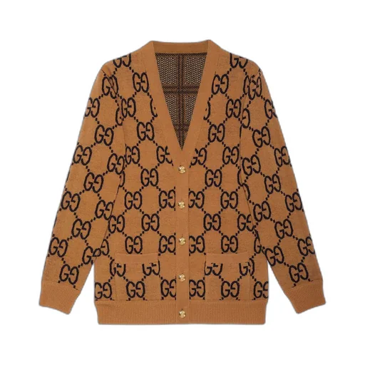 Reversible checked wool cardigan