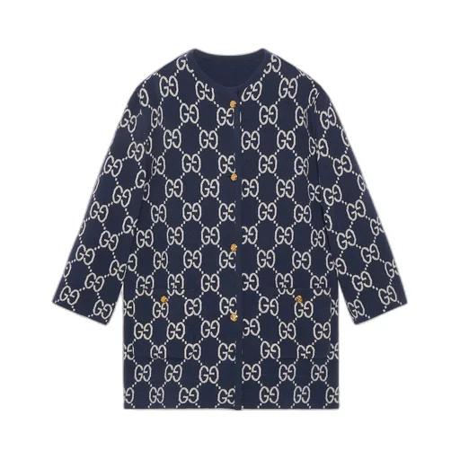 Reversible GG wool jacquard cardigan