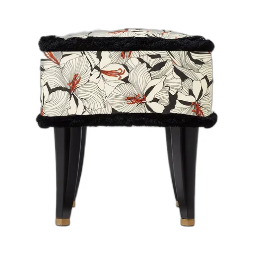Lilies print fabric stool