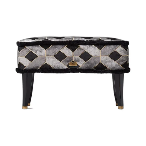 Geometric velvet stool