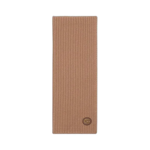 Knit wool scarf with patch