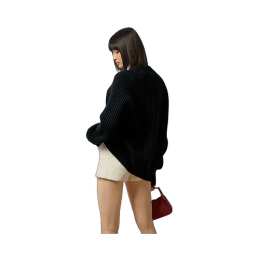Rib stitch wool cardigan