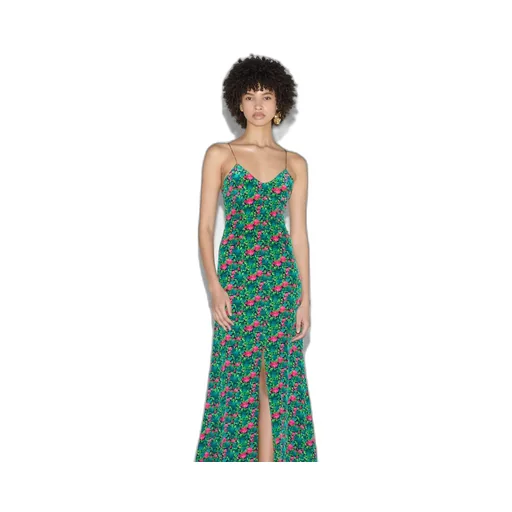 Floral print silk evening dress