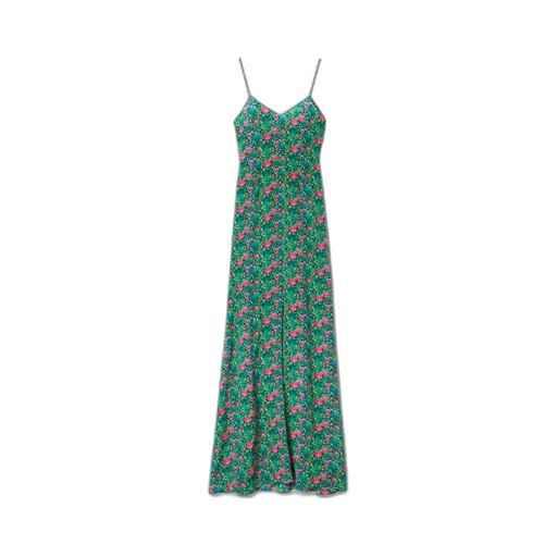 Floral print silk evening dress