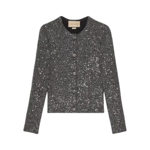Viscose knit cardigan with sequins