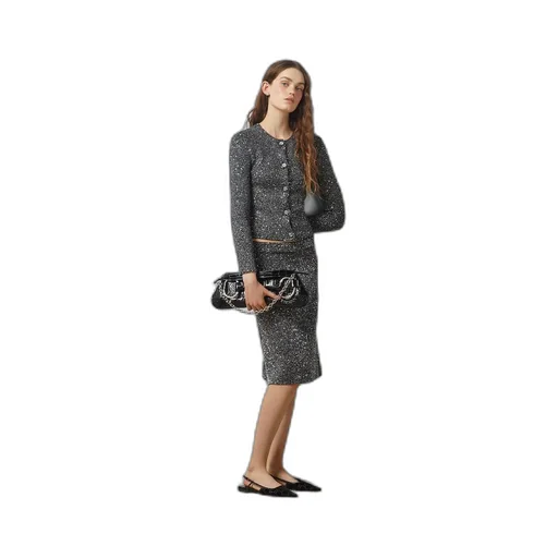 Viscose knit skirt with sequin embroidery