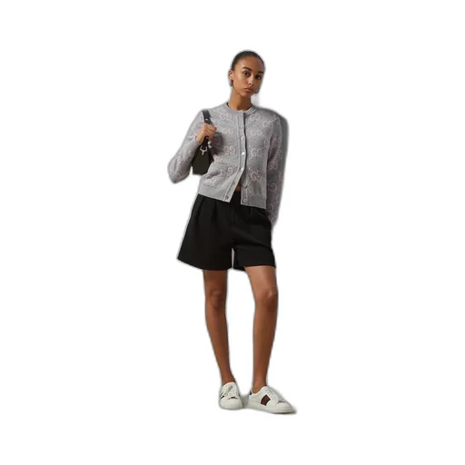 GG knit wool cardigan