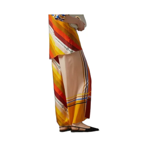 Heritage patchwork print silk trousers