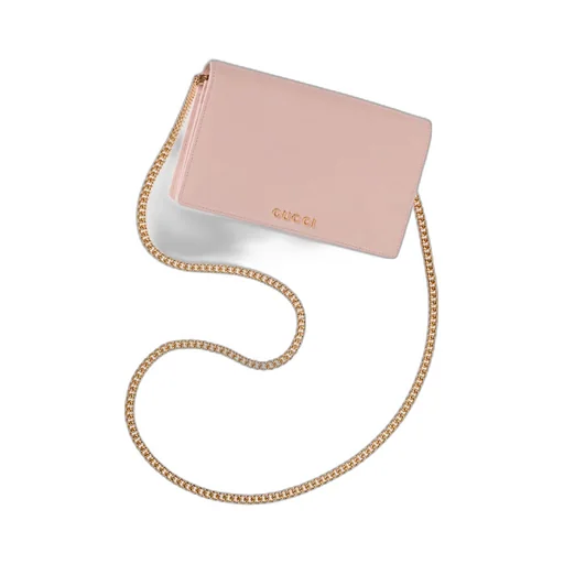 Chain wallet with Gucci script