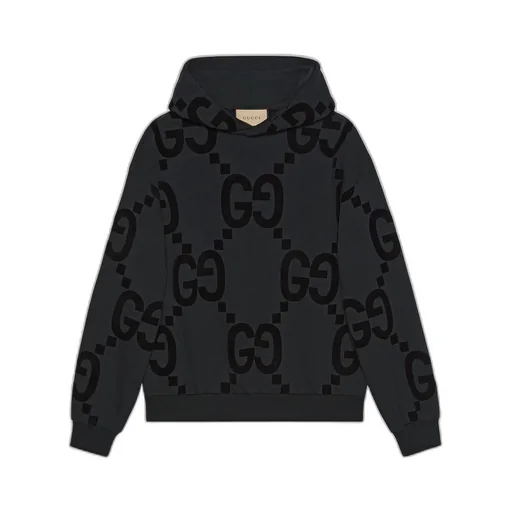 GG flocked print cotton fleece sweatshirt