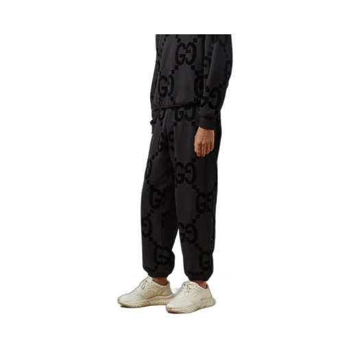 GG flocked print cotton fleece sweattrouser