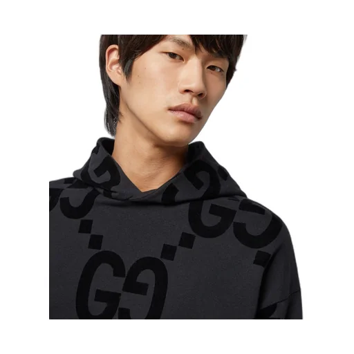 GG flocked print cotton fleece sweatshirt