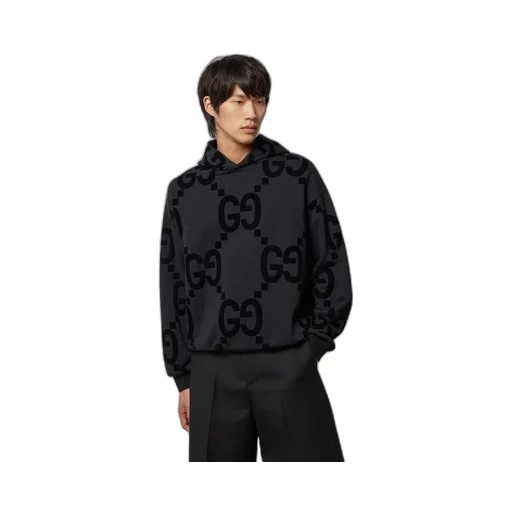 GG flocked print cotton fleece sweatshirt