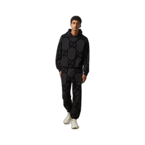 GG flocked print cotton fleece sweattrouser