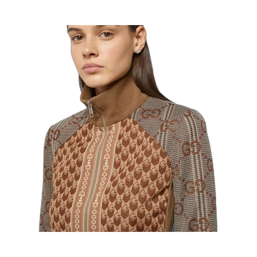 G rhombus jersey jacquard zip jacket