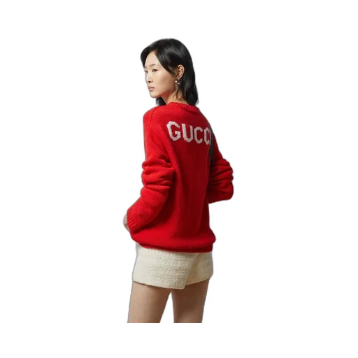 Wool top with Gucci intarsia