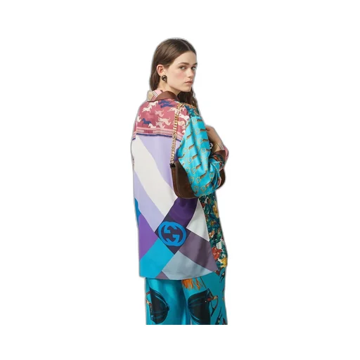 Heritage patchwork print silk shirt