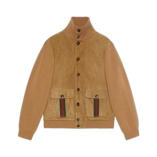 Suede bomber jacket with Web