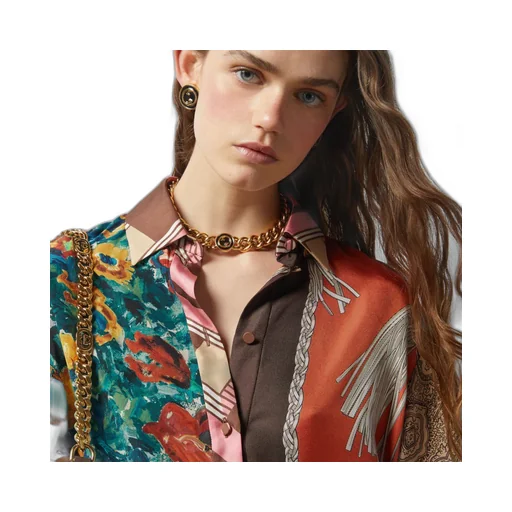 Heritage patchwork print silk shirt