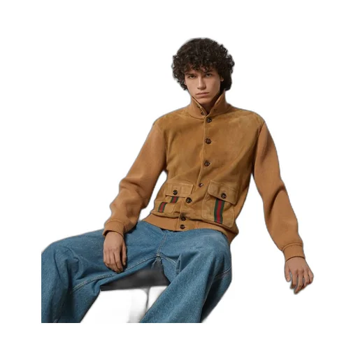 Suede bomber jacket with Web