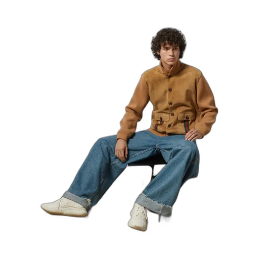 Suede bomber jacket with Web