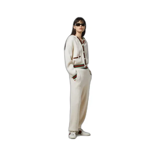 Rib wool trouser with Web trim