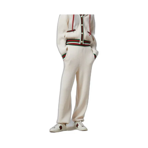 Rib wool trouser with Web trim