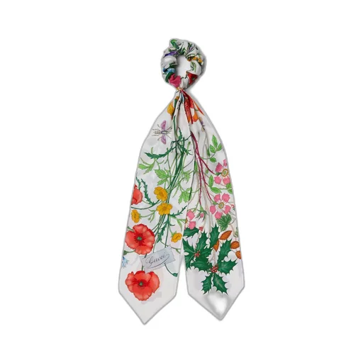 Flora print silk scrunchie