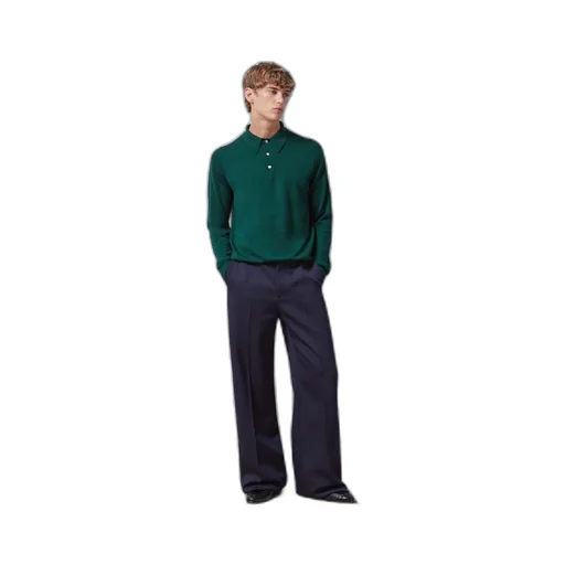 Wool polo shirt with embroidery