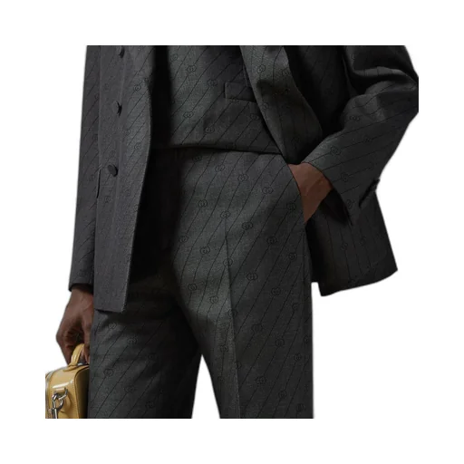 Interlocking G striped wool trouser