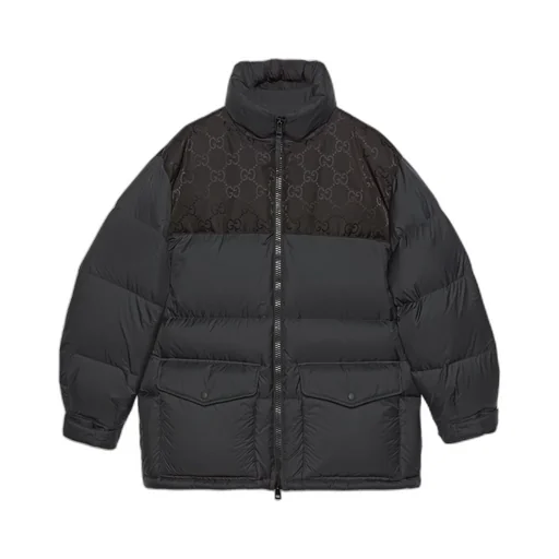 Nylon down jacket with GG inserts