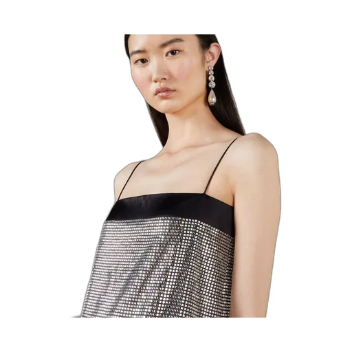 Silk dress with mirrors appliqué