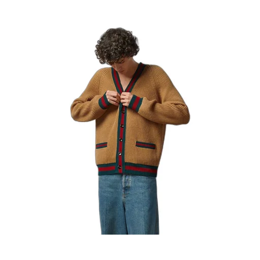 Knit wool cardigan with Web