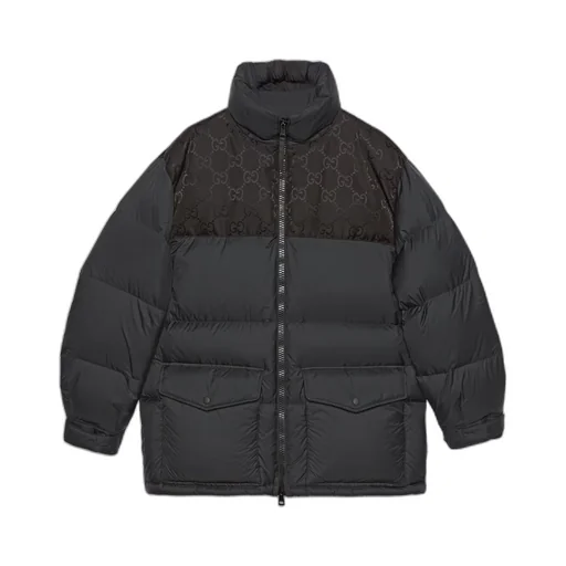 Nylon down jacket with GG inserts