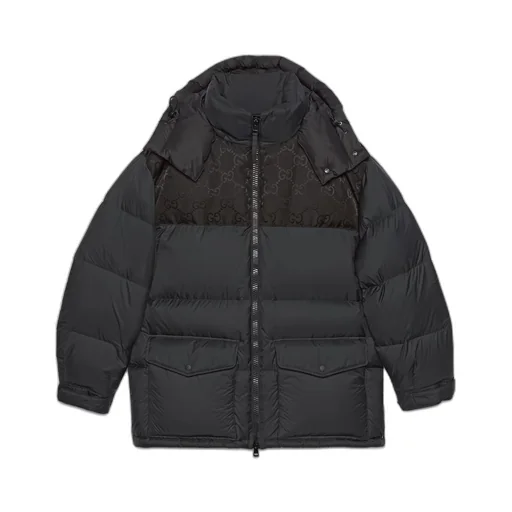 Nylon down jacket with GG inserts